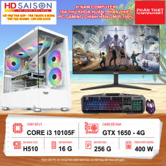 HNAM PC i3 10105F RAM 16G SSD 256G VGA 1650 LCD 24 inch 75Hz