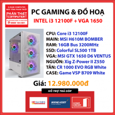 PC Gaming White HNAM - Máy Tính Phan Thiết | GTX 1650, Intel i3 12100F