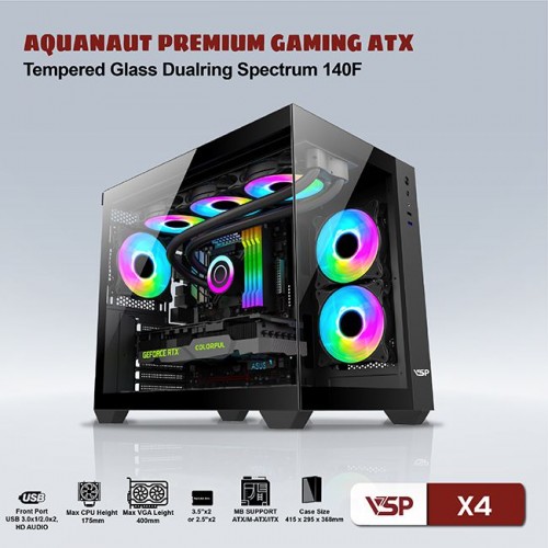 Case VSP AQUANAUT X4 – Chưa kèm FAN - Màu Đen