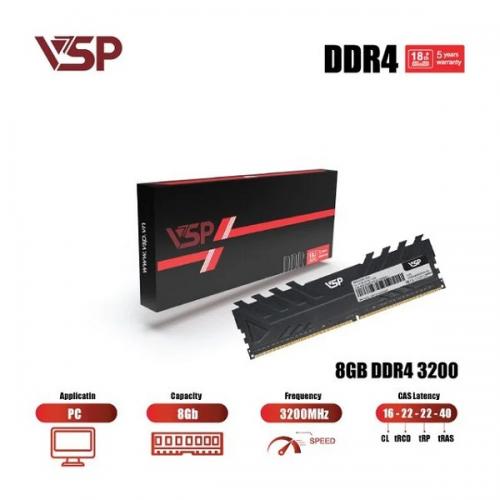 Ram PC VSP 8GB DDR4 3200Mhz - RAM có Tản nhiệt