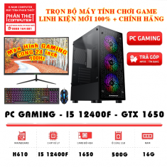 Trọn bộ PC Gaming Màn hình CONG 24 inch 100Hz CPU i5 12400F VGA 1650 RAM 16G SSD 500G