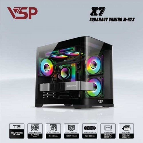 Vỏ case gaming VSP X7 - Black
